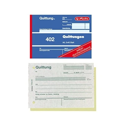 Abbildung von Herlitz 886622 Quittungsblock A6, 2 x 40 Blatt, selbstdurchschreibend, 10 Stück