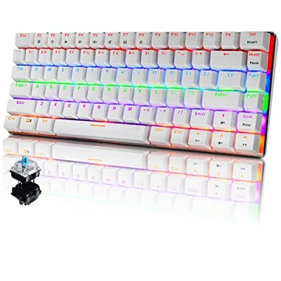Abbildung von CROSS ZEBRA Mechanische Tastatur, 82 Tasten Anti Ghosting Kompakte Ergonomische USB Kabelgebundene Computer Gaming Regenbogen LED Hintergrundbeleuchtung Blaue Schalter Weiß