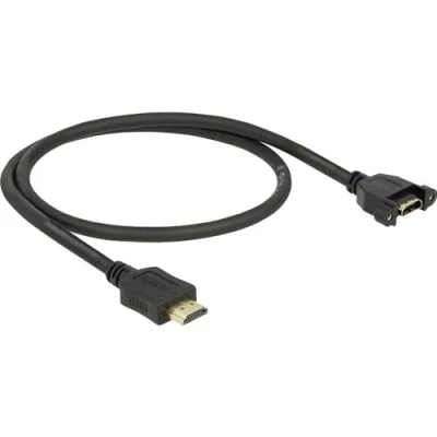Abbildung von Delock HDMI Kabel A &gt;A St/Bu z.Einbau 4K 30Hz 0.50m schwarz