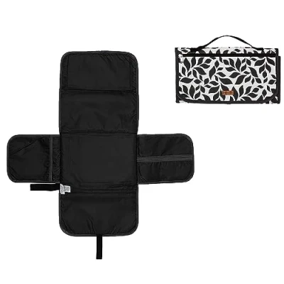 Abbildung von Hamur Home Windeltasche mit Tragbare Wickelunterlage Organizer und Kosmetiktasche 3in1 Kleine Wickeltasche für Unterwegs Mamas Windeln Creme Tücher Baby (Floral)