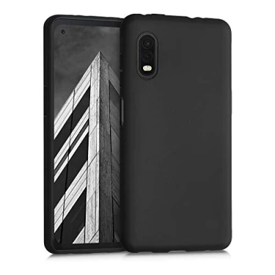 Abbildung von kwmobile Hülle kompatibel mit Samsung Galaxy Xcover Pro weiches TPU Silikon Case Cover geeignet für kabelloses Laden Schwarz matt