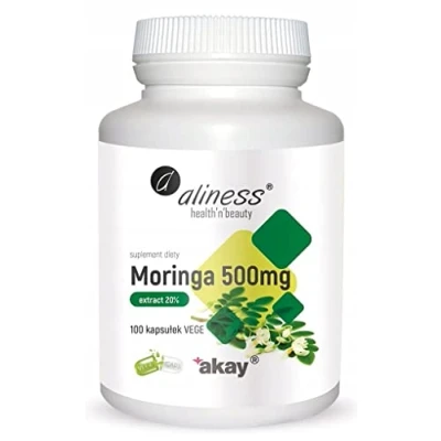 Abbildung von Aliness Moringa 500mg Extrakt 20%, Nahrungsergänzungsmittel mit Pflanzenextrakten, 100 kapseln