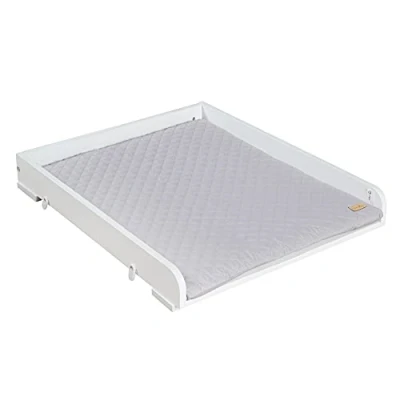 Abbildung von roba Wickelplatte als Aufsatz für Waschmaschinen Wickeltisch inkl. Wickelauflage soft Style grau Holz weiß 60 cm breit