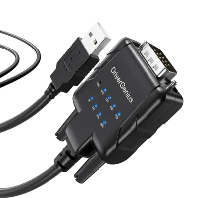 Abbildung von DriverGenius 1 Port USB auf Seriell RS232 (DB9) Adapter Konverter Compatibel mit Windows 11, macOS 14 9 x LEDs, USB232A E A