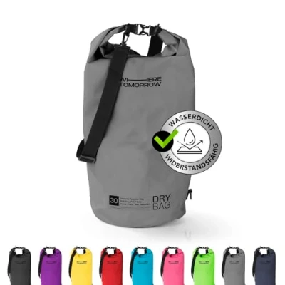 Abbildung von #DoYourOutdoor Where Tomorrow Dry Bag Tasche 20L grau Wasserdichter Rucksack Wasserfester Beutel &amp; Packsack Drybag ideal für Boot, Kajak, Angeln und Camping