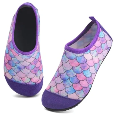 Abbildung von IceUnicorn Badeschuhe Kinder Schwimmschuhe Jungen Mädchen Strandschuhe Baby Aquaschuhe Barfußschuhe Kleinkind Wasserschuhe(Rosa Lila, 26/27 EU)
