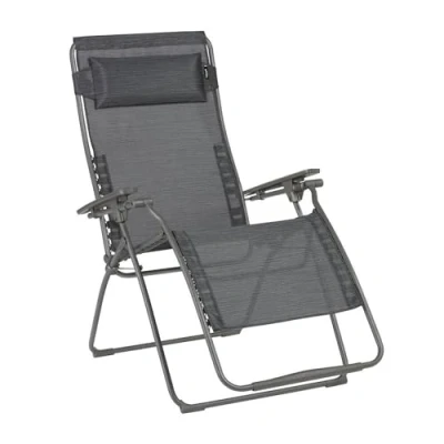 Abbildung von Lafuma Mobilier Gartenstuhl Futura XL (Multipositions Relaxsessel, Gartenliege, Liegestuhl, ergonomisch), Zero Gravity, Relaxliege, Stahl titane