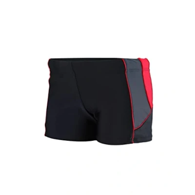 Abbildung von Aquarti Jungen Kurze Badehose mit Einsätzen Seitlich, Farbe: Schwarz/Graphit/Rot, Größe: 158