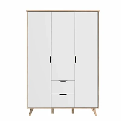 Abbildung von FORTE Drehtürenschrank &quot;Vankka,Kleiderschrank, Topseller Viel Stauraum,ca.140x200cm&quot;, Made in Europe,mit Einlegeböden+Kleiderstange+Schubladen,grifflos