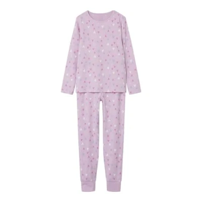 Abbildung von Name it Nkfnightset Pink Hearts Nachtwäsche Set für Kinder, Größe: 146/152, lavender