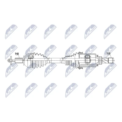 Abbildung von NTY NPW ME 195 Antriebswelle Hinterachse links 503mm Automatikgetriebe