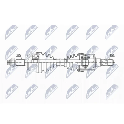 Abbildung von NTY NPW FT 043 Antriebswelle Vorderachse links 588 83 Schaltgetriebe FIAT: Grande Punto Schrägheck, Evo ALFA ROMEO: MiTo