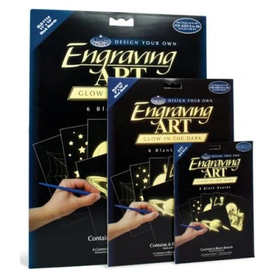 Abbildung von Royal &amp; Langnickel GLO 810 Glow In The Dark, Engraving Art/Kratzbilder, 8 x 10 Zoll, 6 Stück, Blank