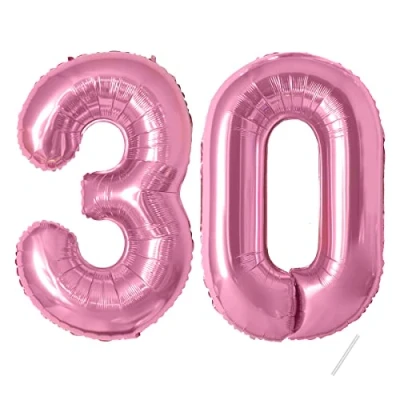 Abbildung von 30 Geburtstag Deko zahlen luftballon jahre Folienballon Rosa für 30. Geburtstagsdeko Männer Frauen Ballon Zahl zum fliegt mit Helium 30.Geburtstagsparty 40&quot; 101cm Pink,
