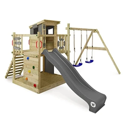 Abbildung von Wickey Spielturm Smart Camp mit Schaukel &amp; Rutsche und Kletterwand, 10 Jahre Garantie*, großer integrierter Sandkasten