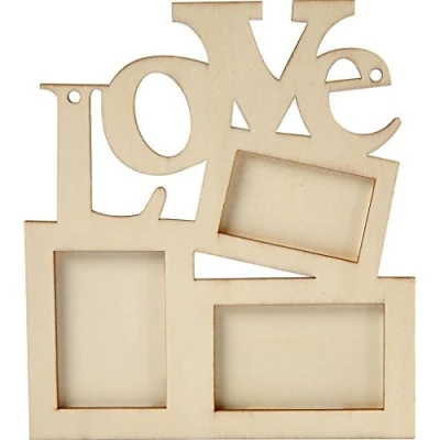 Abbildung von greedeko Bilderrahmen zum bemalen aus Holz “Love 20x16cm Collage selbst gestalten basteln Natur DIY Bastelbedarf