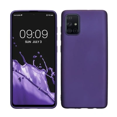 Abbildung von kwmobile Case kompatibel mit Samsung Galaxy A71 Hülle Schutzhülle aus Silikon metallisch schimmernd Handyhülle Metallic Blauviolett
