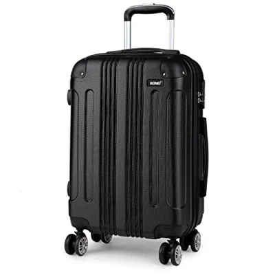 Abbildung von Kono Leichtes ABS Hartschalen Koffer Trolley Rollkoffer Reisekoffer Handgepäck 4 Rollen, Zahlenschloss L 65 cm (schwarz)