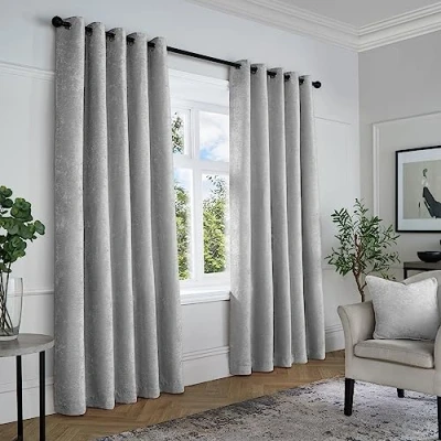 Abbildung von Curtina Vorhänge mit Ösen, Chenille, strukturiert, 229 x cm, Grau, 1 Paar