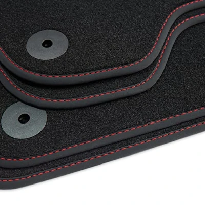 Abbildung von tuning art 151R Fußmatten Exclusive passend für Seat Leon 1M Toledo 1999 2005, Naht:Rot