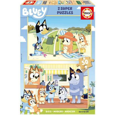 Abbildung von Educa Bluey Super Puzzle 2x50 Teile Holzpuzzleset für Kinder ab 4 Jahren, Kinderpuzzle (19408)
