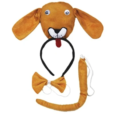 Abbildung von Petitebelle 3D Stirnband Bowtie Schwanz Kostüm für Erwachsene Einheitsgröße Hund3d