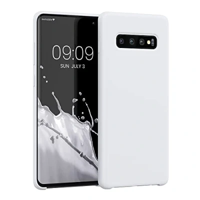 Abbildung von kwmobile Hülle kompatibel mit Samsung Galaxy S10 Plus / S10+ Silikon Handy Case Handyhülle weiche Oberfläche kabelloses Laden Weiß matt