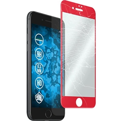 Abbildung von PhoneNatic 1er Pack Glas Folie klar full screen mit abgerundeten Ecken rot kompatibel Apple iPhone 7 Plus / 8 Schutzglas für