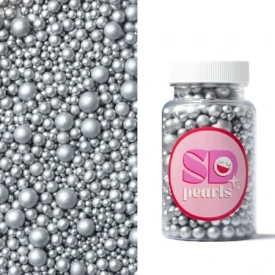 Abbildung von SD Pearls Zuckerperlen, Essbare Zucker Perlen, Tortendeko Streusel Dekorperlen Für Keksen, Kuchen, Cupcakes, Dessertdekoration (Grau, 3,4,5,7,10mm, 100g)