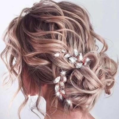 Abbildung von Zoestar Haarnadel mit Strass und Kristallen für die Braut, Hochzeitshaarschmuck Damen Mädchen (2 Stück) (Rosegold)