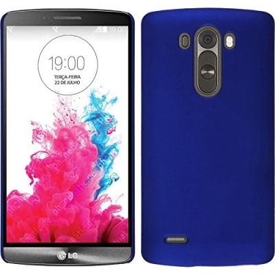 Abbildung von PhoneNatic case kompatibel mit LG G3 Hülle blau gummiert Hard + 2 Schutzfolien
