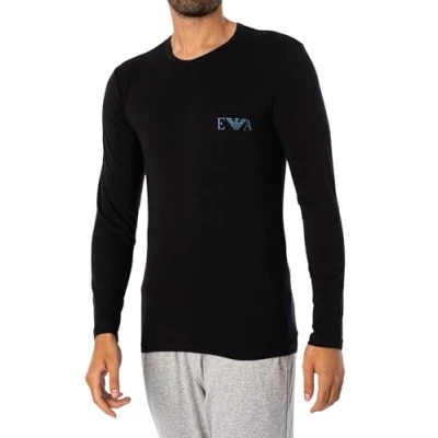 Abbildung von Emporio Armani Herren Bold Monogram Crew Neck Long Sleeve T Shirt, Schwarz, L