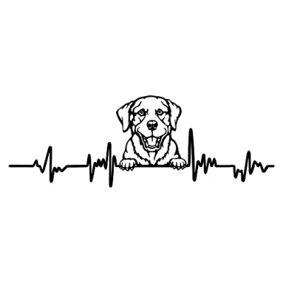 Abbildung von Aufkleber Herzschlag Tiere Breite 27cm Lifeline Heartbeat Deko Sticker Selbstklebend für Auto Kühlschrank Laptop Autoaufkleber K150 (Schwarz Glanz, 18 Labrador)