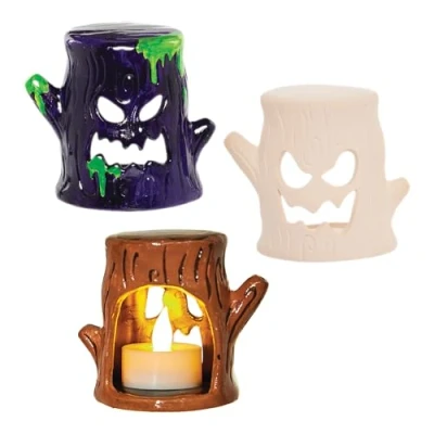 Abbildung von Baker Ross FX641 Gruselige Baum Keramik Teelichthalter Set mit 3, Halloween Bastelsets für Kinder
