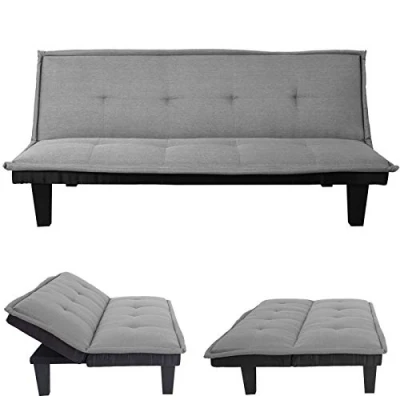 Abbildung von Mendler 3er Sofa HWC C87, Couch Schlafsofa Gästebett Bettsofa Klappsofa, Schlaffunktion 170x100cm Textil, hellgrau