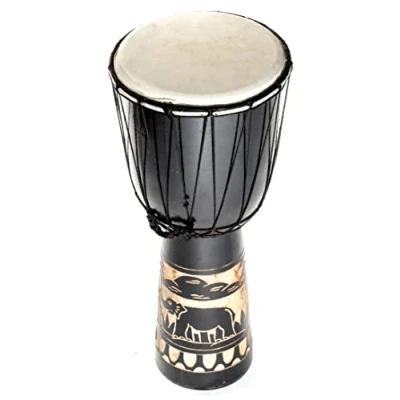 Abbildung von 50cm Djembe Trommel Bongo Holztrommel Drum Darbuka Guter Klang Elefant Geschnitzt