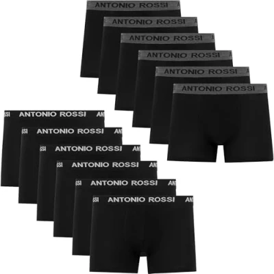 Abbildung von ANTONIO ROSSI (12er Pack) Herren Boxer Hipster Boxershorts Multipack mit elastischem Bund, Schwarz, L