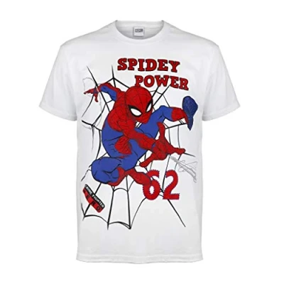 Abbildung von Marvel Comics Spiderman Spidey Power T Shirt, Kinder, 98 170, Weiß, Offizielle Handelsware