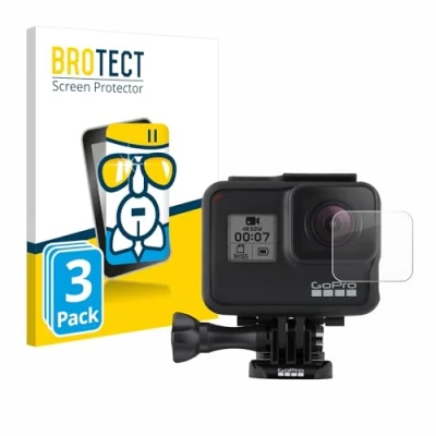 Abbildung von BROTECT Schutzglas für GoPro Hero 7 Black Linse (Gehäuse) (3 Stück) Schutzfolie Panzer Folie Glas [Extrem Kratzfest 9H, Anti Fingerprint,