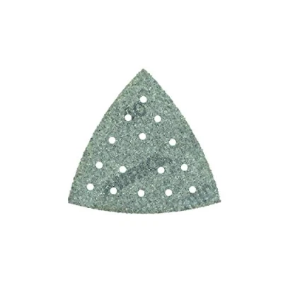 Abbildung von Mirka Iridium Schleifdreieck Premium Schleifpapier 93x93x93mm 15 Loch Klett, Korn 40, 50 Stk / Zum Schleifen von Lack, Spachtel, Grundierung, Holz, Stahl, Mineralwerkstoffe, Kunststoff
