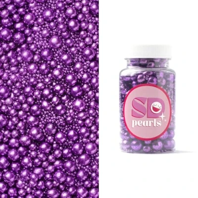 Abbildung von SD Pearls Zuckerperlen, Essbare Zucker Perlen, Tortendeko Streusel Dekorperlen Für Keksen, Kuchen, Cupcakes, Dessertdekoration (Metallic Violett, 3,4,5,7,10mm, 100g)
