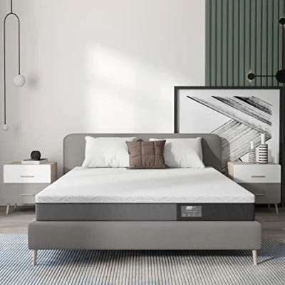 Abbildung von BedStory Matratze, 140 x 190 cm, aus Gel Schaum, Bambus, Charcoal, 7 Zonen, ergonomische mit abnehmbarem und waschbarem Bezug, hypoallergen, optimale Unterstützung, Komfort, Dicke 16 cm