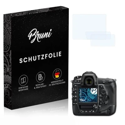 Abbildung von Bruni Schutzfolie kompatibel mit Nikon D5 Folie, glasklare Displayschutzfolie (2er Set)