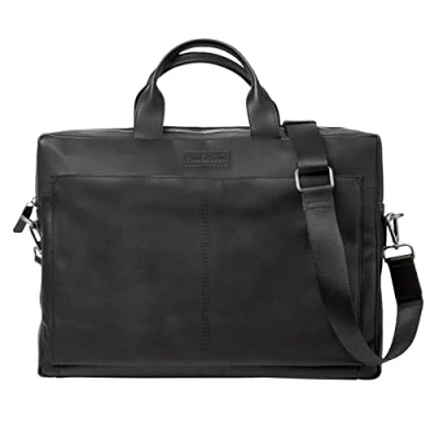 Abbildung von Pride and Soul 47531 Laptoptasche Mover, Notebooktasche für 15&quot; Laptops, Umhängetasche aus Echt Leder, Tasche Büro und Freizeit, Schultertasche ca. 30 x 42 8 cm, Schwarz