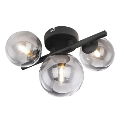 Abbildung von Globo Deckenleuchte Wohnzimmer LED Deckenlampe Rauchglas 56133 3W, spritzwassergeschützt, schwarz, inklusive Leuchtmittel, wechselbar, Warmweiß, Schlafzimmer, Garderobe &amp; Flur, Esszimmer, Gästezimmer, Flur