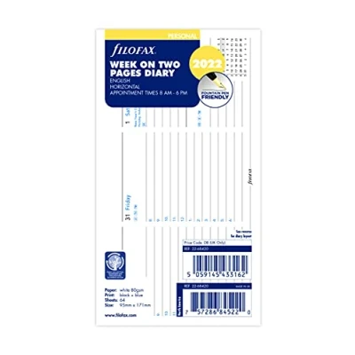 Abbildung von Filofax Terminkalender 2022, Wochenansicht auf 2 Seiten, Querformat