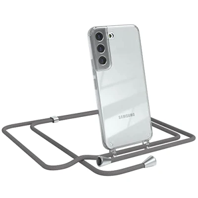 Abbildung von EAZY CASE Handykette kompatibel mit Samsung Galaxy S22 5G Handyhülle Umhängeband, Handykordel Schutzhülle, Silikonhülle, Hülle, Stylische Kette für Smartphone, Anthrazit