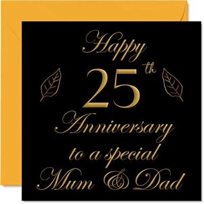 Abbildung von Stuff4 Jubiläumskarte für Papa und Mama, Eltern besondere Mama Papa, zum 25. Hochzeitstag, 145 mm x Grußkarten Jahrestage