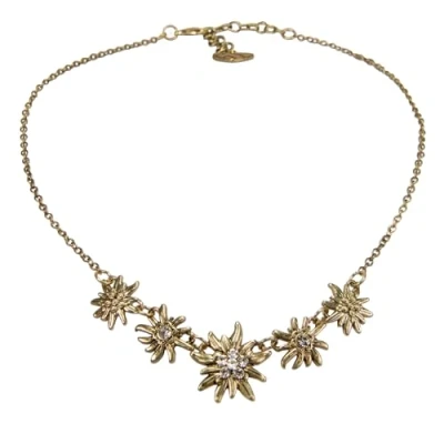 Abbildung von Alpenflüstern Collier Trachten Halskette Edelweiß Symphonie (antik gold farben), Damen Trachtenschmuck, Dirndlkette, Trachtenkette