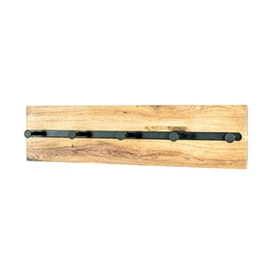 Abbildung von HAKU Möbel Wandgarderobe Eiche geölt, schwarz, Massivholz, Metall Maße: B 60 cm x H 15 T 6 cm, Style: Modern